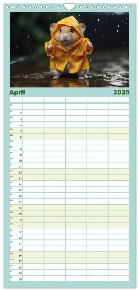 Bild: 9783457135662 | Familienplaner 2025 - Hamstertage mit 5 Spalten (Wandkalender, 21 x...