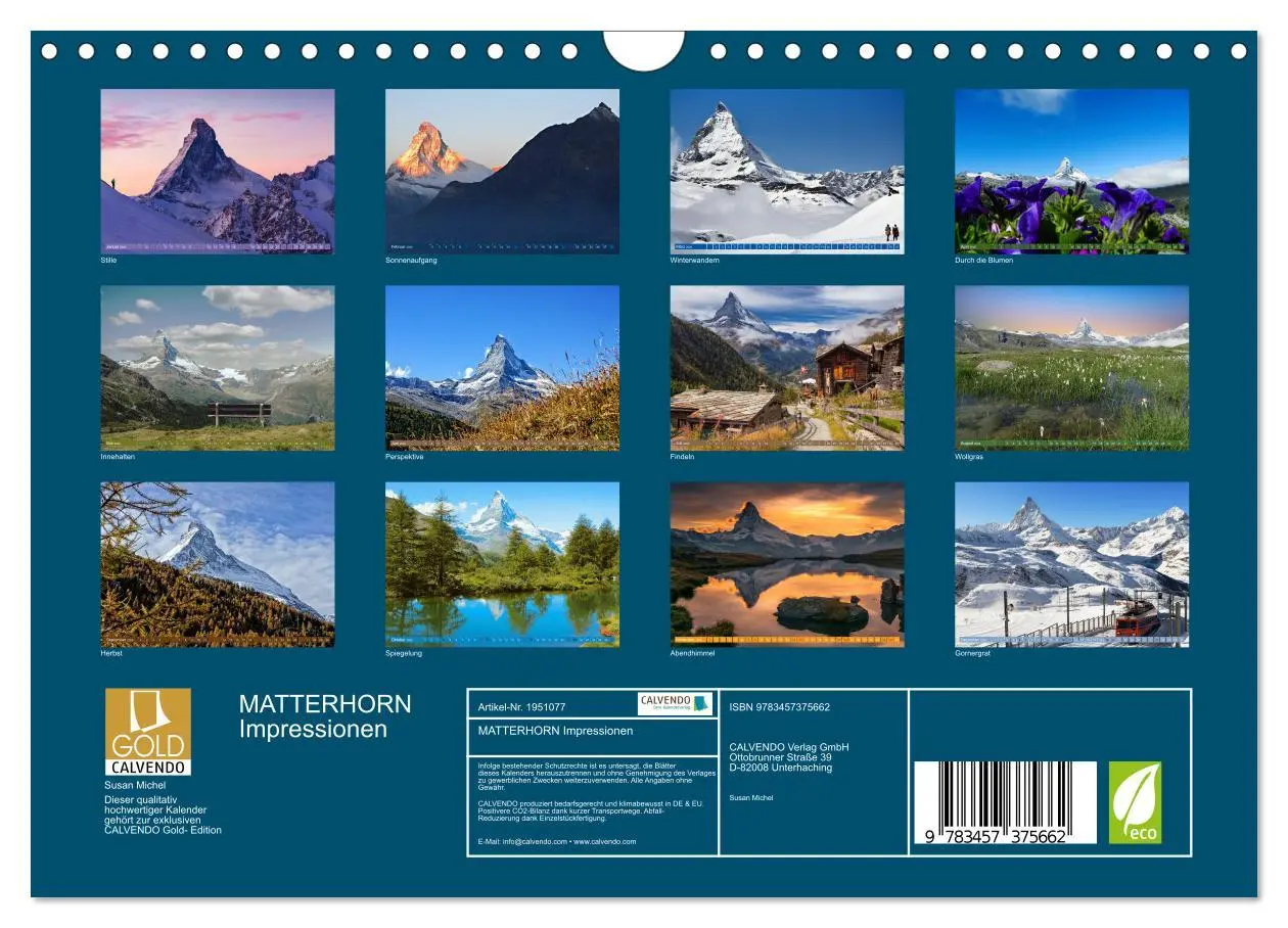 Bild: 9783457375662 | MATTERHORN Impressionen (Wandkalender 2026 DIN A4 quer), CALVENDO...