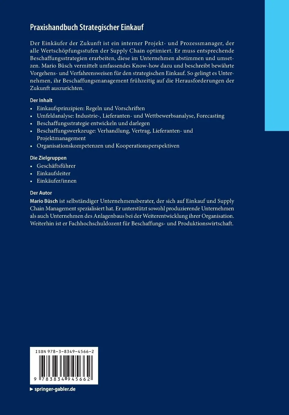 Rückseite: 9783834945662 | Praxishandbuch Strategischer Einkauf | Mario Büsch | Taschenbuch