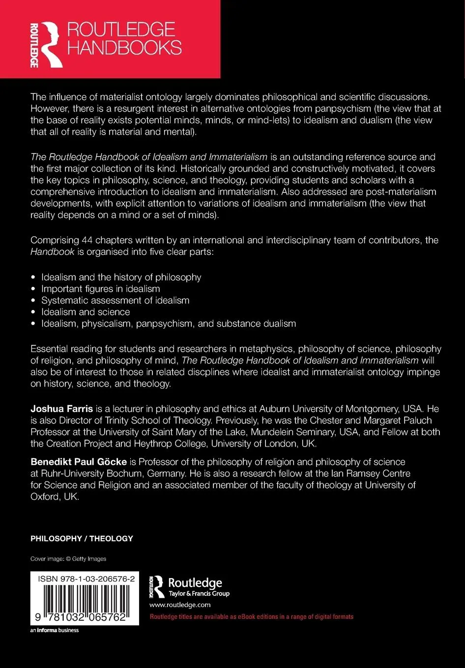 Rückseite: 9781032065762 | The Routledge Handbook of Idealism and Immaterialism | Farris (u. a.)
