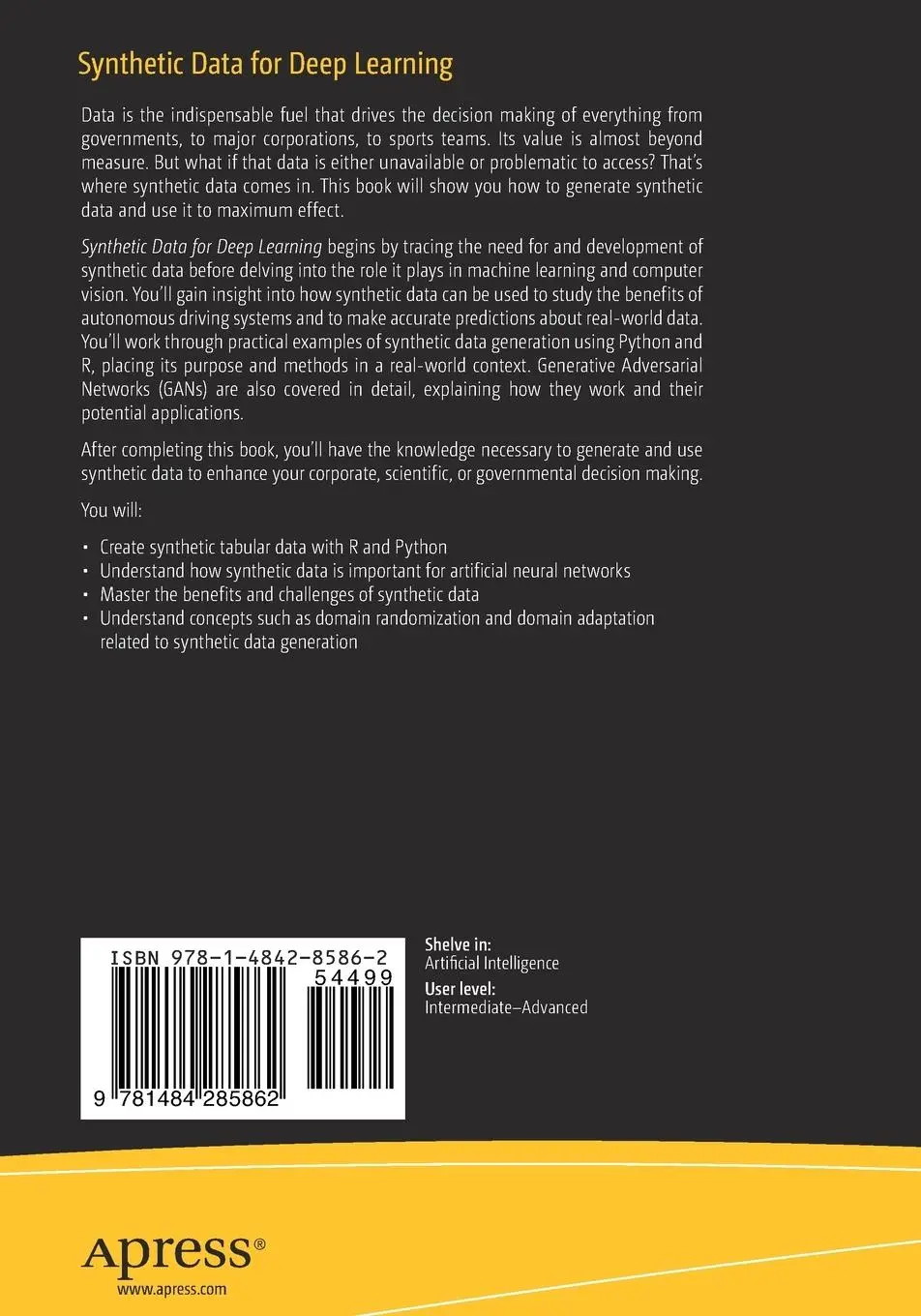 Rückseite: 9781484285862 | Synthetic Data for Deep Learning | Necmi Gürsakal (u. a.) | Buch | xix