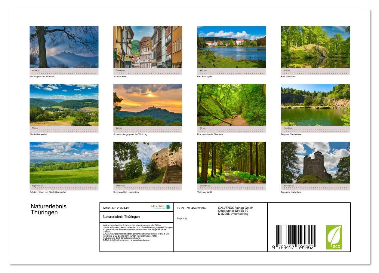 Bild: 9783457595862 | Naturerlebnis Thüringen (Wandkalender 2026 DIN A4 quer), CALVENDO...