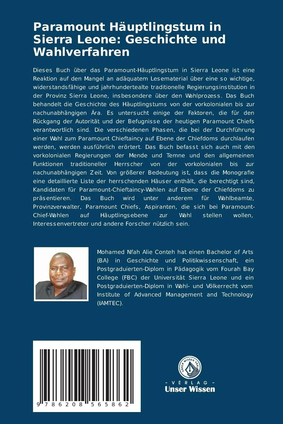 Rückseite: 9786208565862 | Paramount Häuptlingstum in Sierra Leone: Geschichte und Wahlverfahren