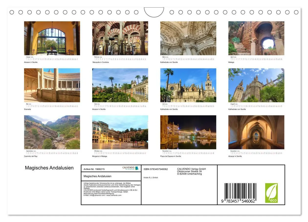 Bild: 9783457546062 | Magisches Andalusien (Wandkalender 2026 DIN A4 quer), CALVENDO...