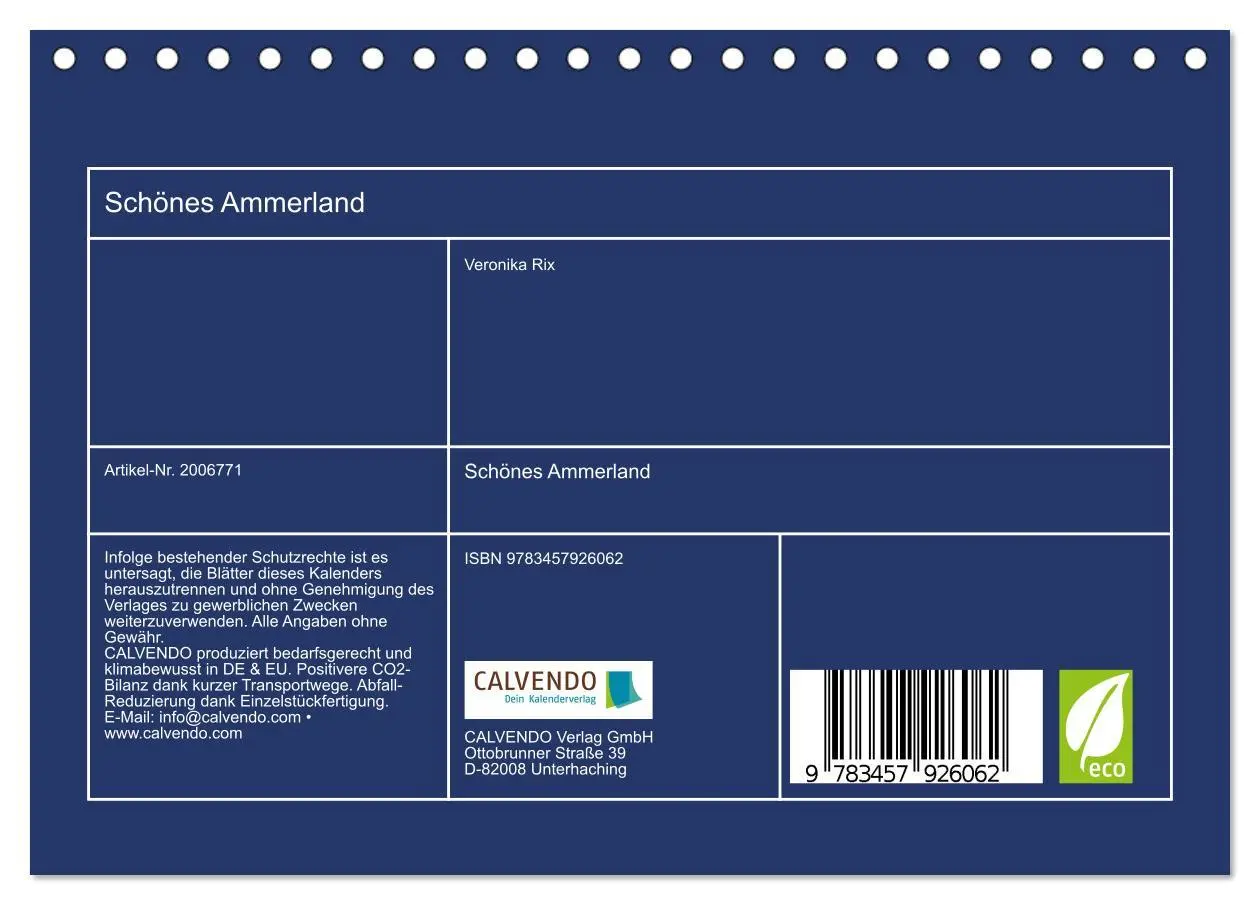 Bild: 9783457926062 | Schönes Ammerland (Tischkalender 2026 DIN A5 quer), CALVENDO...