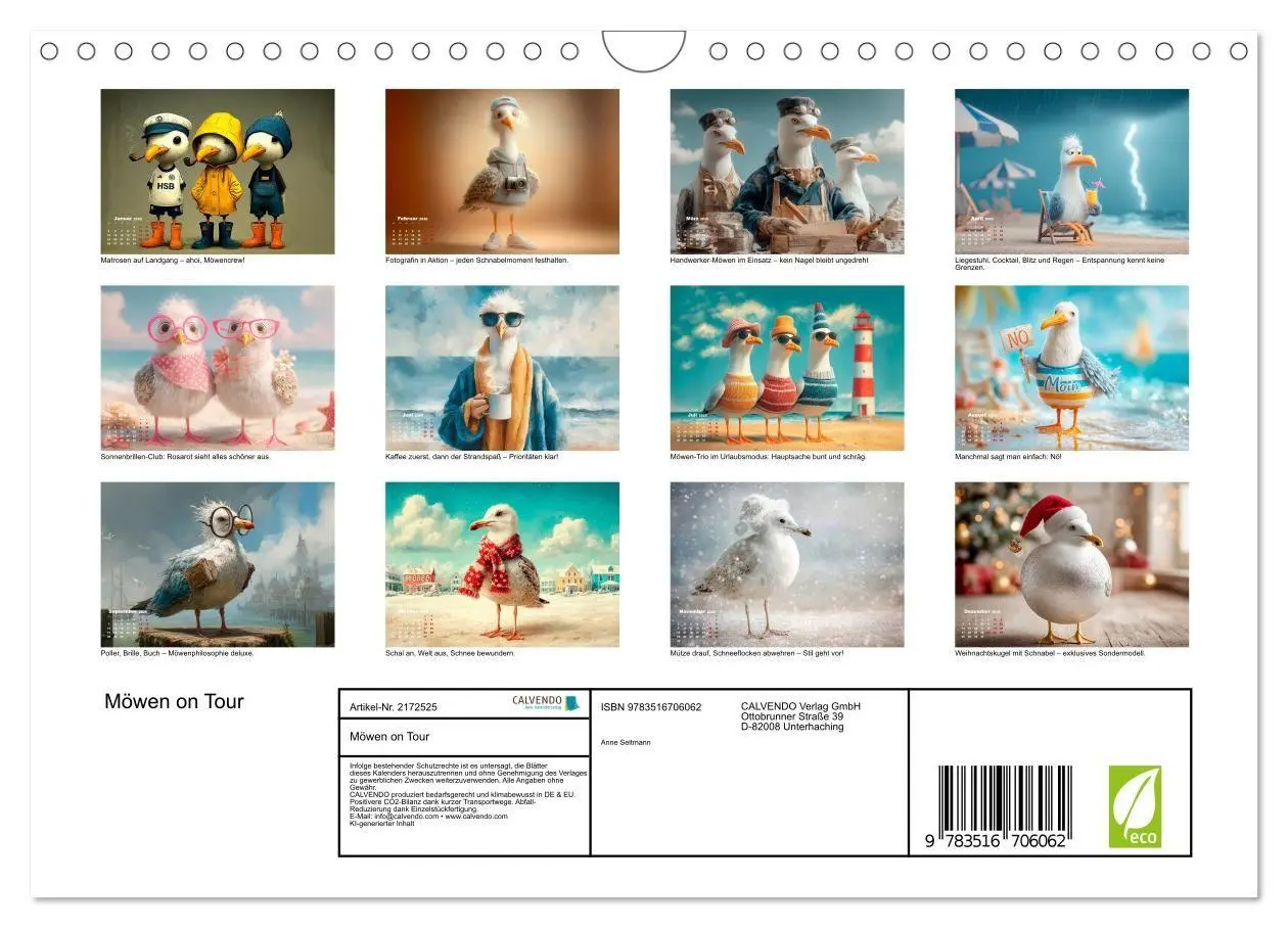 Bild: 9783516706062 | Möwen on Tour (Wandkalender 2026 DIN A4 quer), CALVENDO Monatskalender