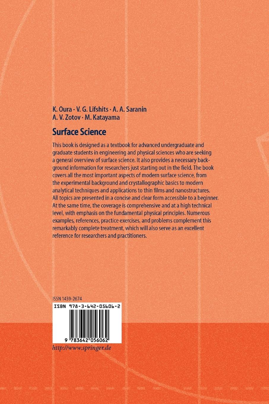 Rückseite: 9783642056062 | Surface Science | An Introduction | K. Oura (u. a.) | Taschenbuch