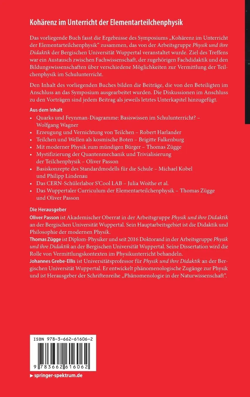 Rückseite: 9783662616062 | Kohärenz im Unterricht der Elementarteilchenphysik | Passon (u. a.)