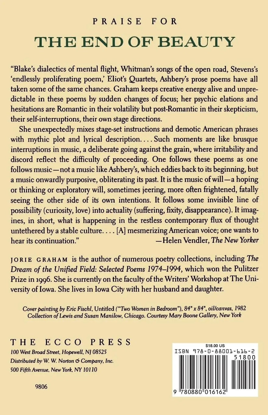 Rückseite: 9780880016162 | The End of Beauty | Jorie Graham | Taschenbuch | Englisch | 1988