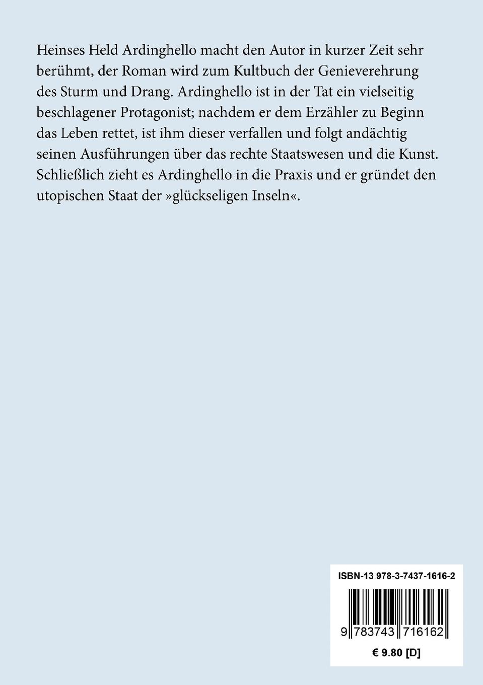 Rückseite: 9783743716162 | Ardinghello und die glückseligen Inseln | Wilhelm Heinse | Taschenbuch