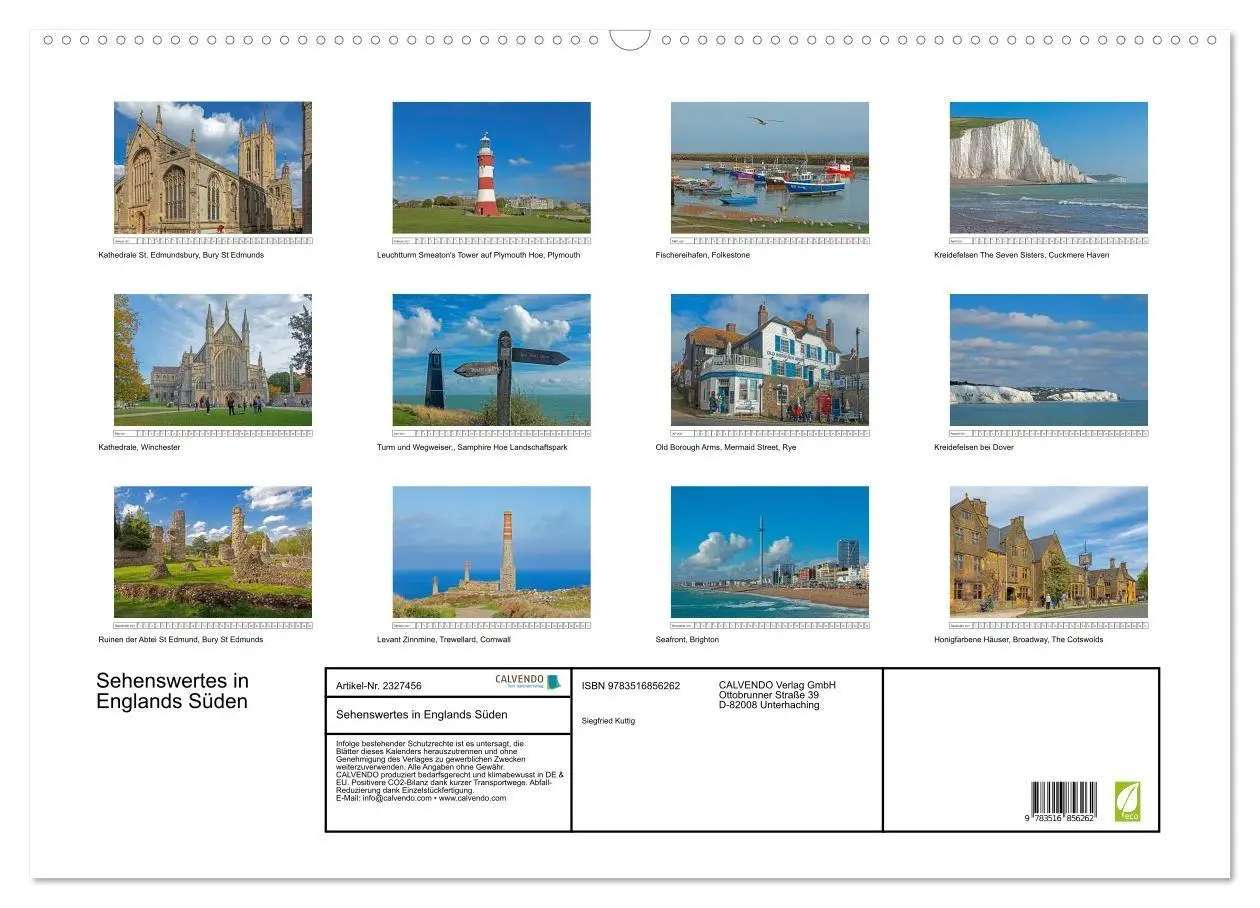 Bild: 9783516856262 | Sehenswertes in Englands Süden (Wandkalender 2027 DIN A2 quer),...