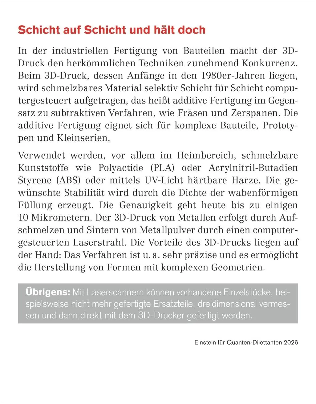 Bild: 9783840036262 | Einstein für Quanten-Dilettanten Tagesabreißkalender 2026 - Ein...