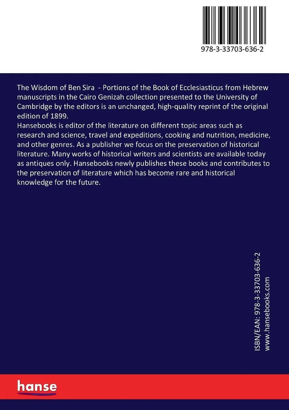 Rückseite: 9783337036362 | The Wisdom of Ben Sira | Charles Taylor | Taschenbuch | 184 S. | 2017