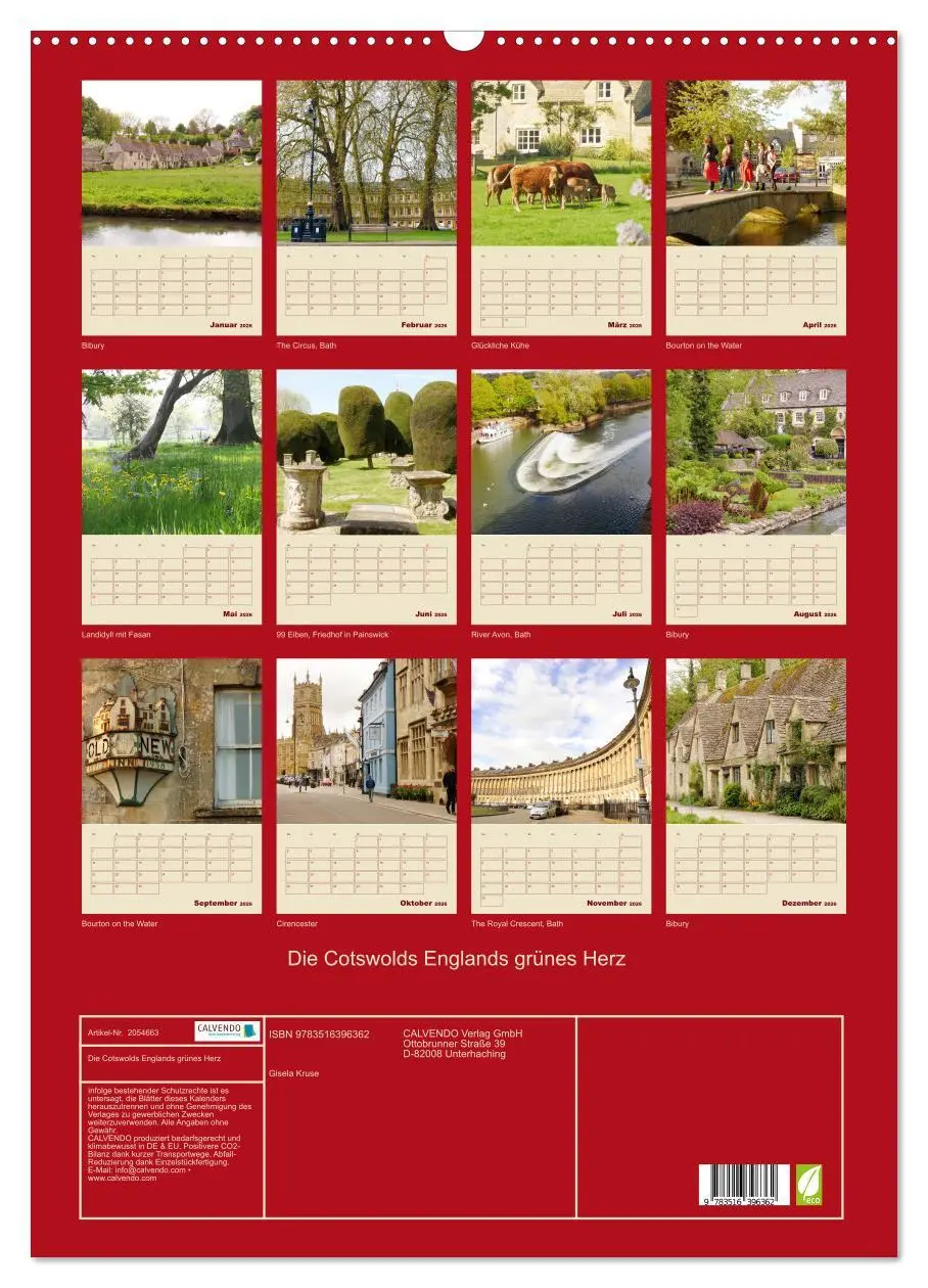 Bild: 9783516396362 | Die Cotswolds Englands grünes Herz (Wandkalender 2026 DIN A2 hoch),...