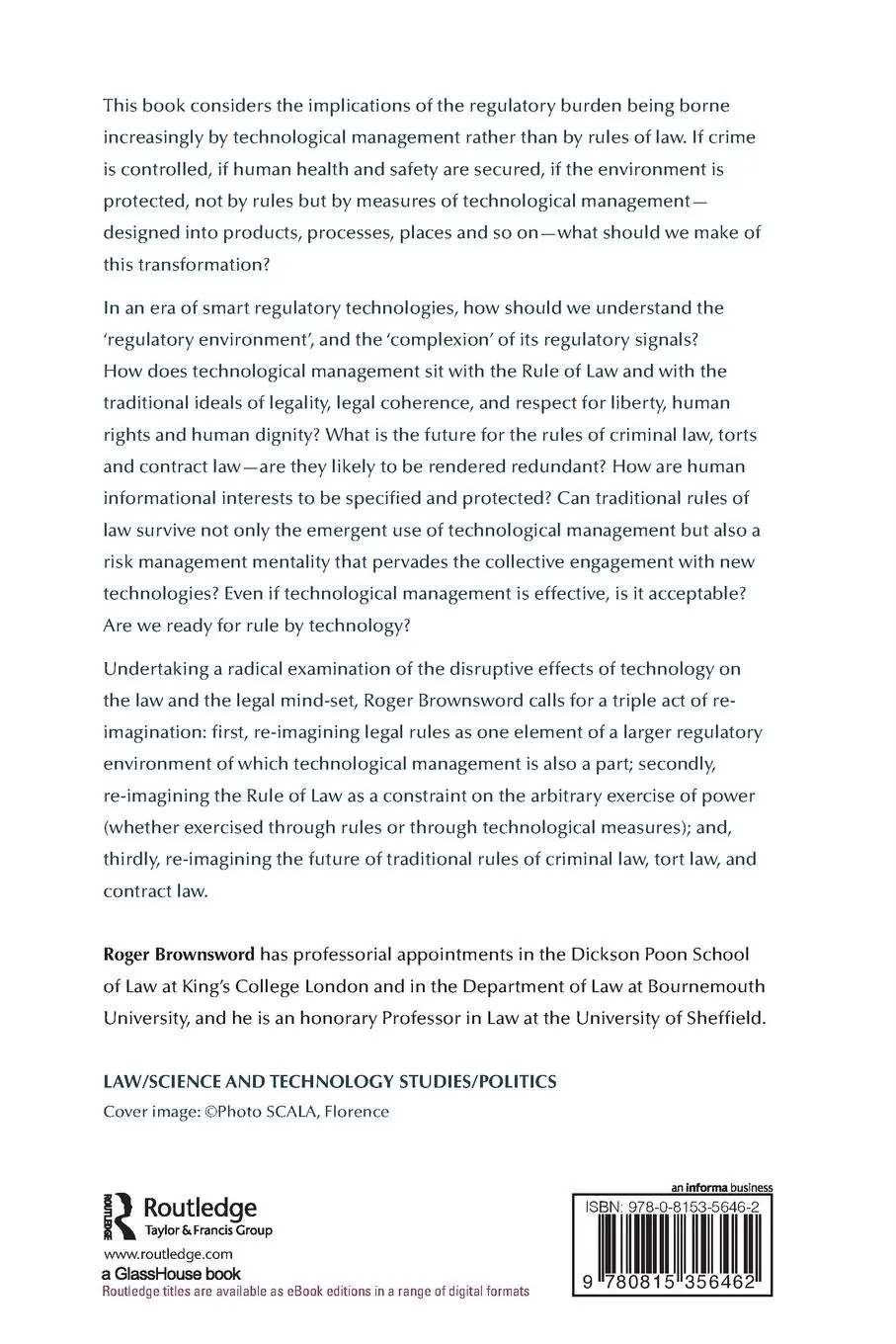 Rückseite: 9780815356462 | Law, Technology and Society | Reimagining the Regulatory Environment