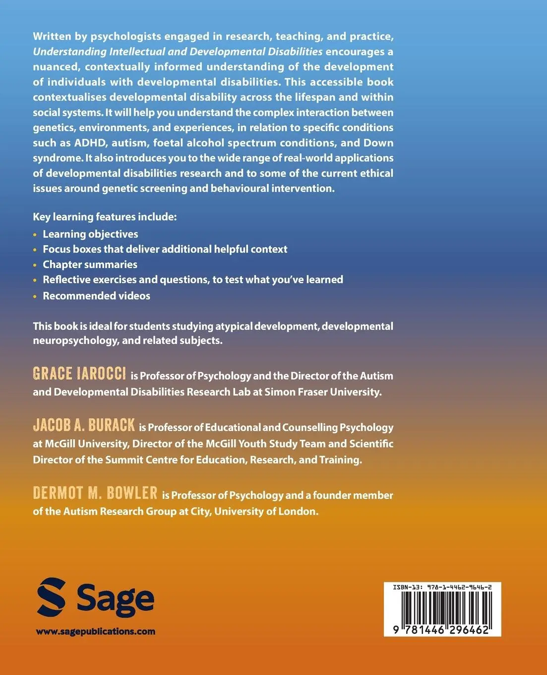 Rückseite: 9781446296462 | Understanding Intellectual and Developmental Disabilities | Buch
