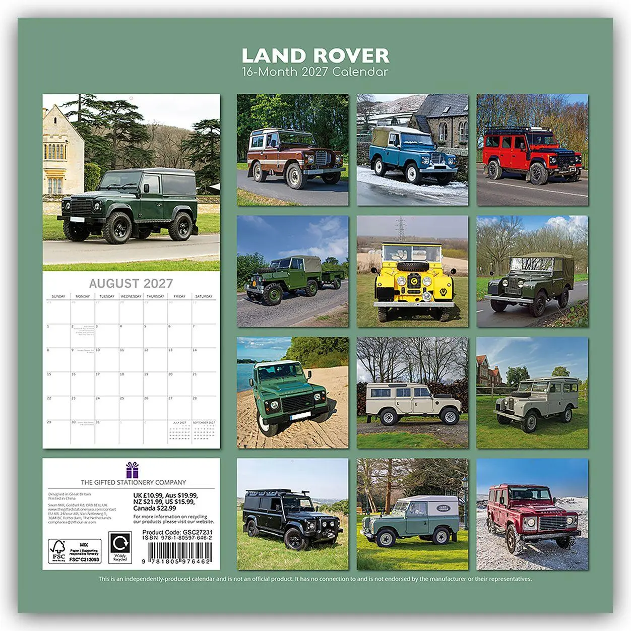 Rückseite: 9781805976462 | Land Rover 2027 - 16-Monatskalender | The Gifted | Kalender | 28 S.