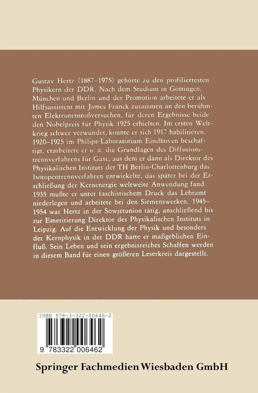 Rückseite: 9783322006462 | Gustav Hertz | Josef Kuczera | Taschenbuch | 85 S. | Deutsch | 1985