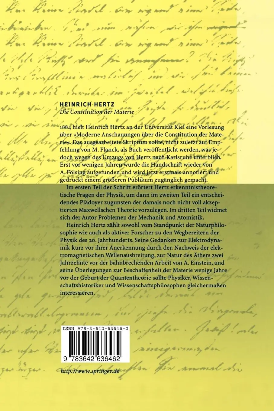 Rückseite: 9783642636462 | Die Constitution der Materie | Heinrich Hertz | Taschenbuch | vii