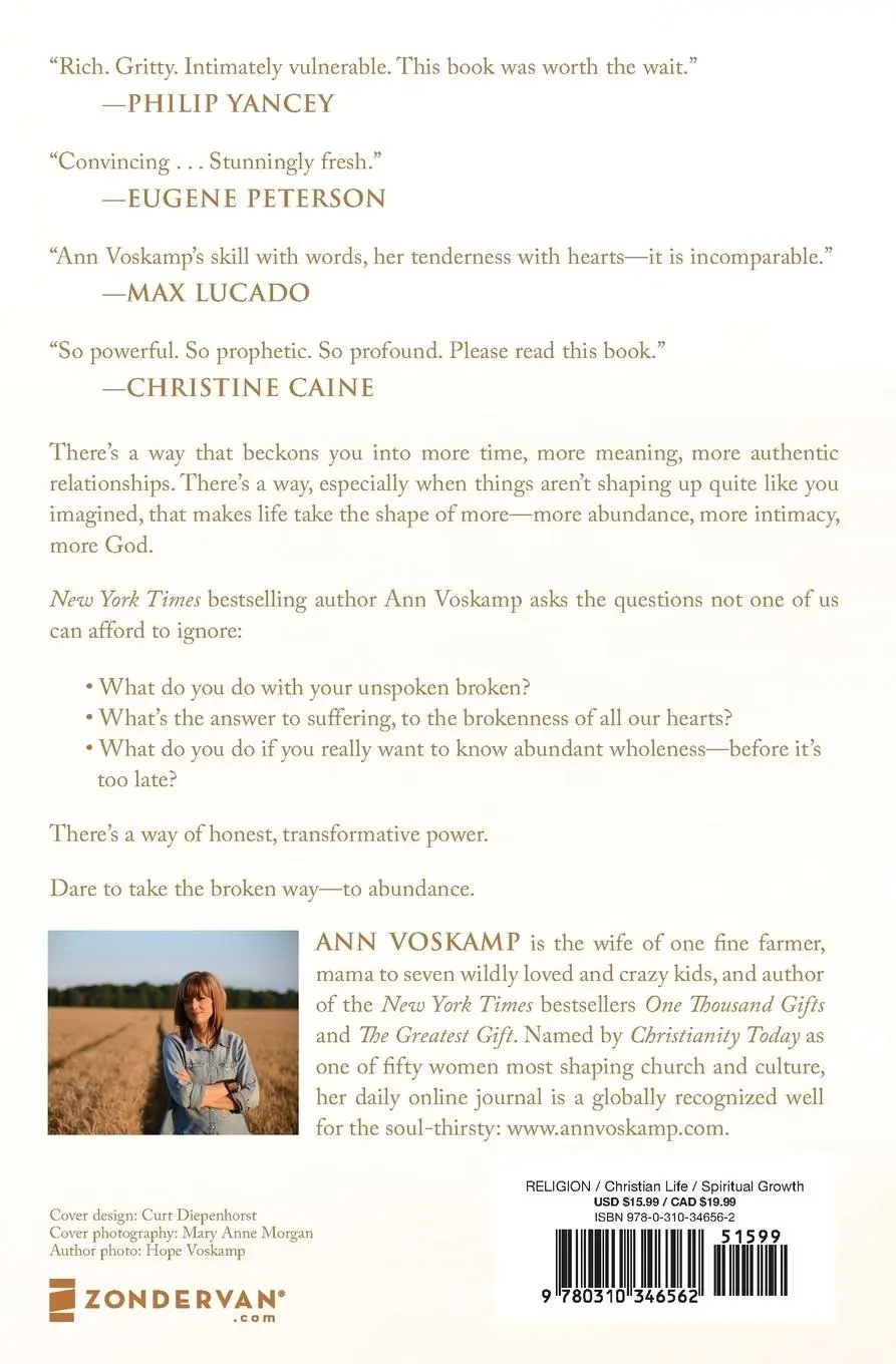 Rückseite: 9780310346562 | The Broken Way | A Daring Path into the Abundant Life | Ann Voskamp