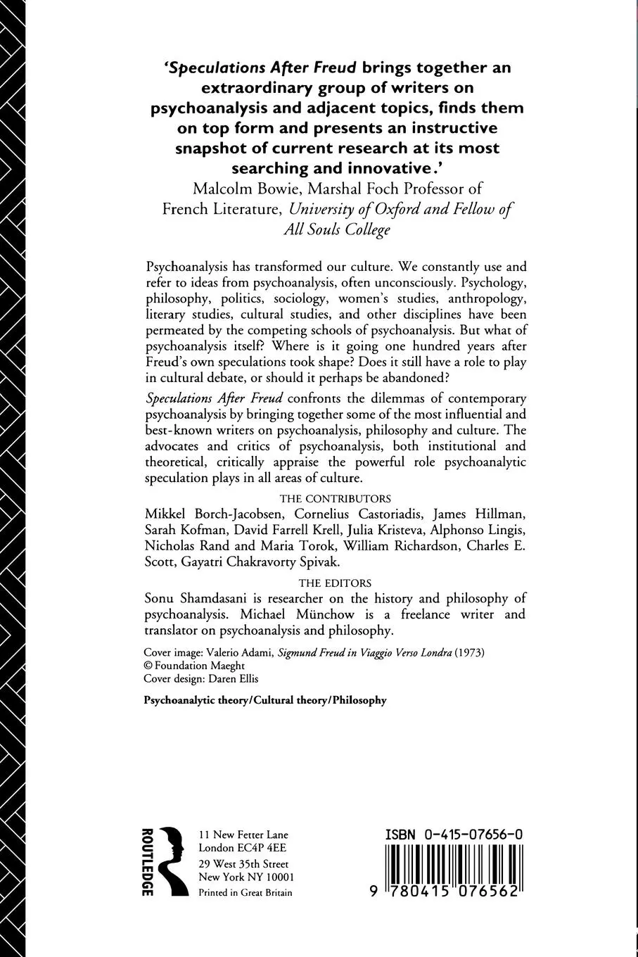 Rückseite: 9780415076562 | Speculations After Freud | Psychoanalysis, Philosophy and Culture