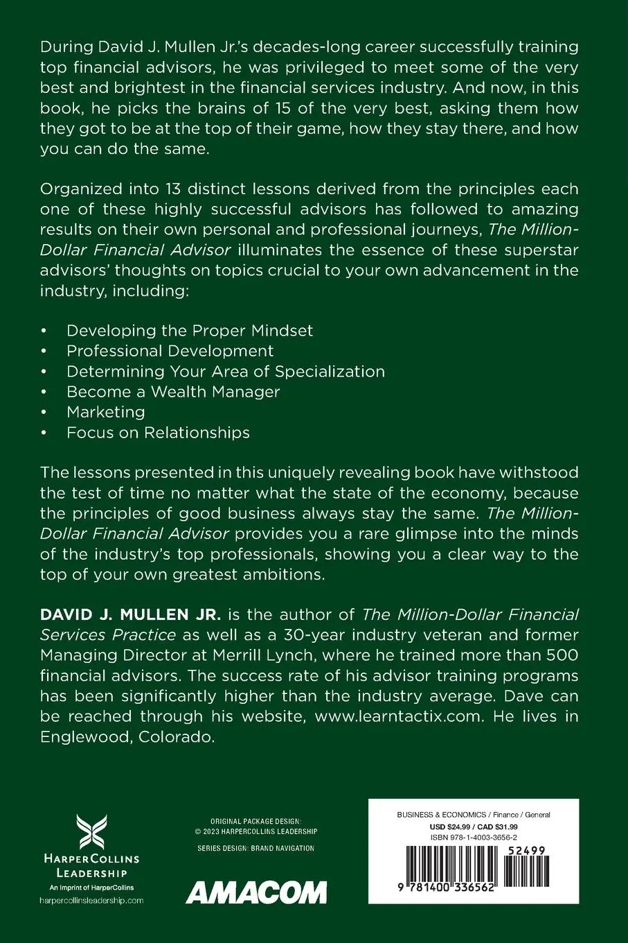 Rückseite: 9781400336562 | The Million-Dollar Financial Advisor | Jr. David J. Mullen | Buch