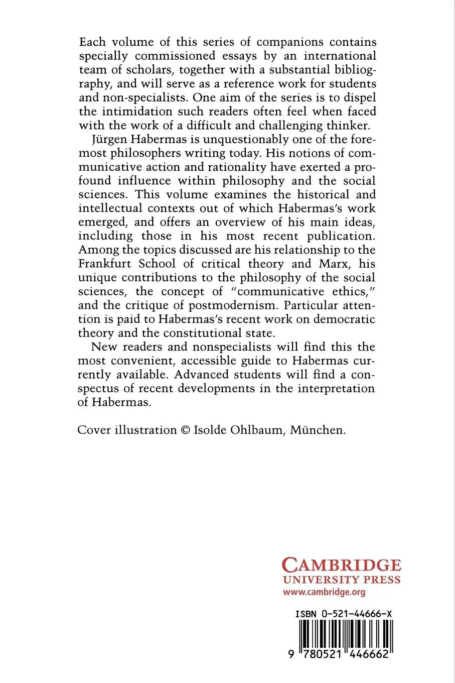 Rückseite: 9780521446662 | The Cambridge Companion to Habermas | Stephen K. White (u. a.) | Buch