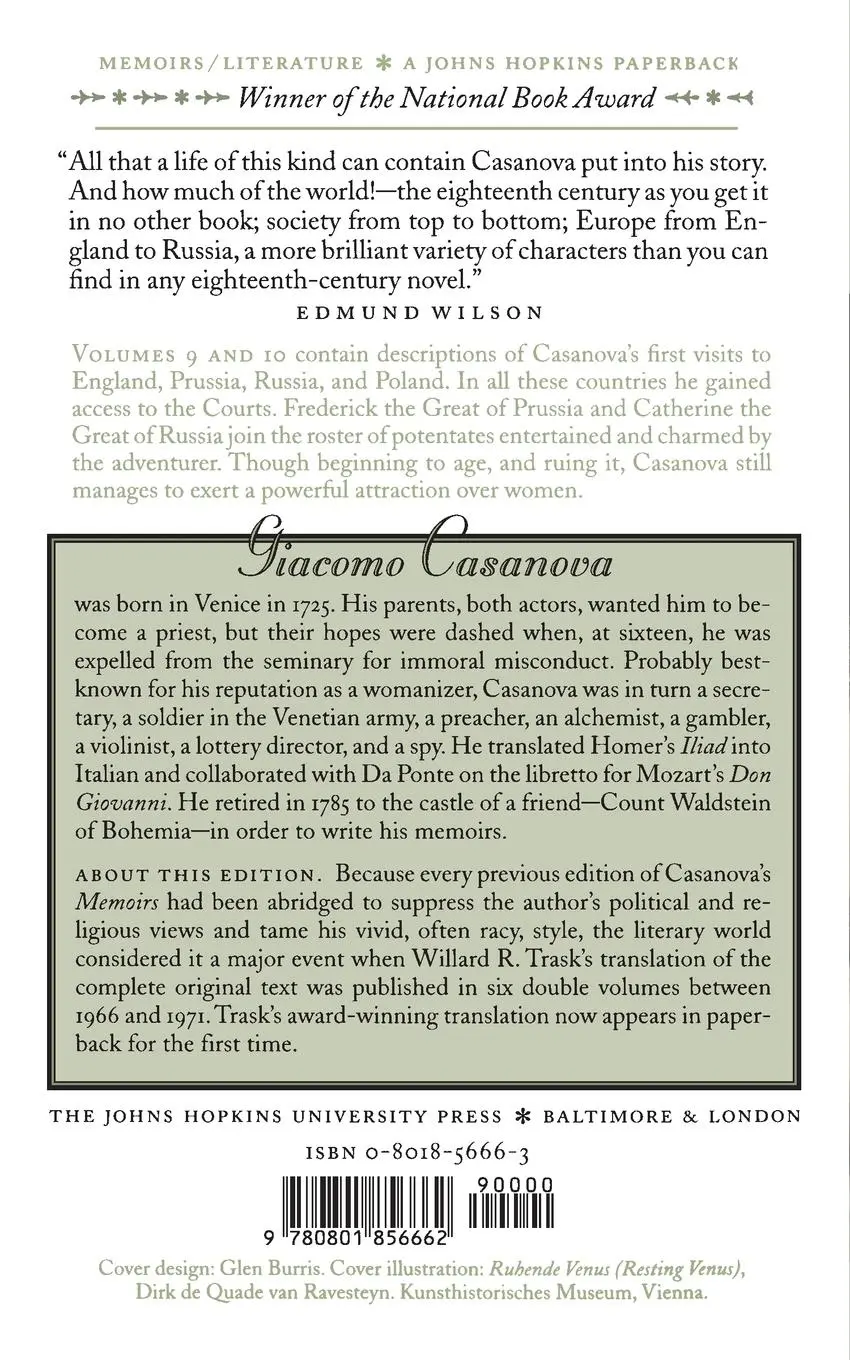 Rückseite: 9780801856662 | History of My Life, Volume 9 and 10 | Casanova | Taschenbuch | 1997
