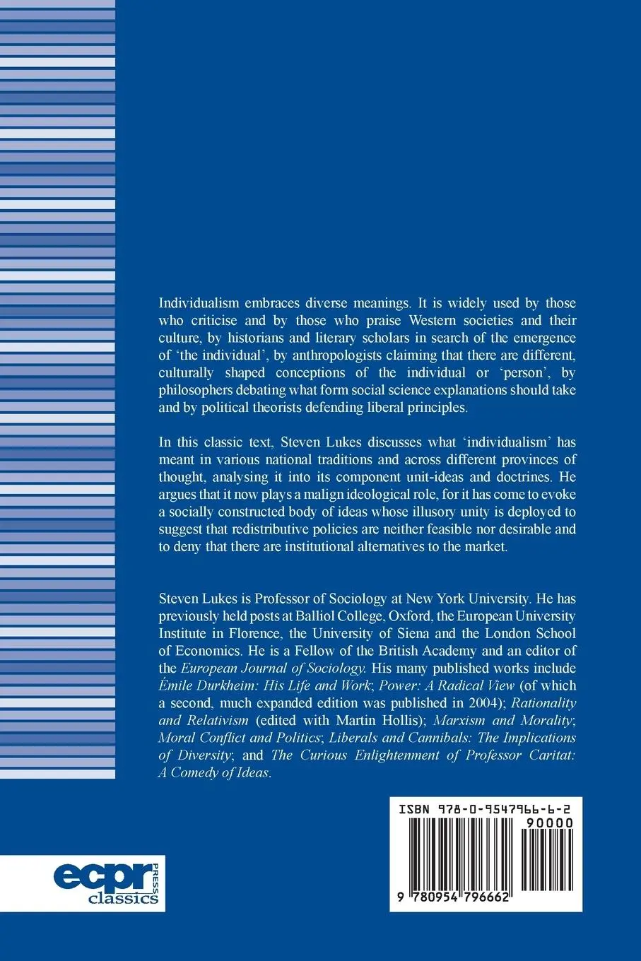 Rückseite: 9780954796662 | Individualism | Steven Lukes | Taschenbuch | Kartoniert / Broschiert