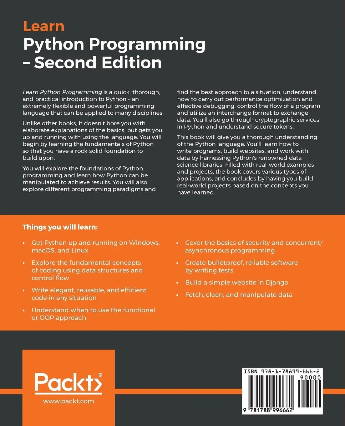 Rückseite: 9781788996662 | Learn Python Programming - Second Edition | Fabrizio Romano | Buch
