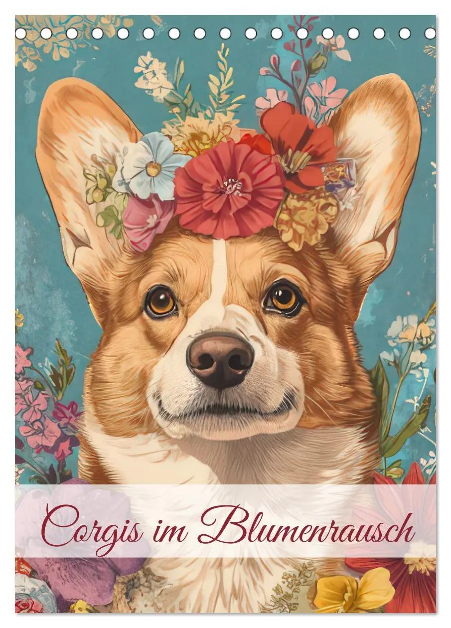 Cover: 9783457276662 | Corgis im Blumenrausch (Tischkalender 2026 DIN A5 hoch), CALVENDO...