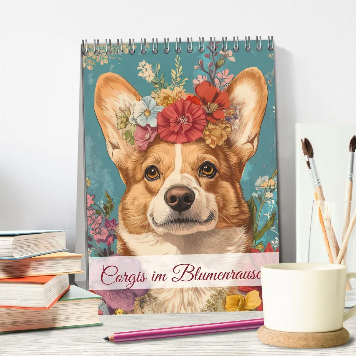 Bild: 9783457276662 | Corgis im Blumenrausch (Tischkalender 2026 DIN A5 hoch), CALVENDO...