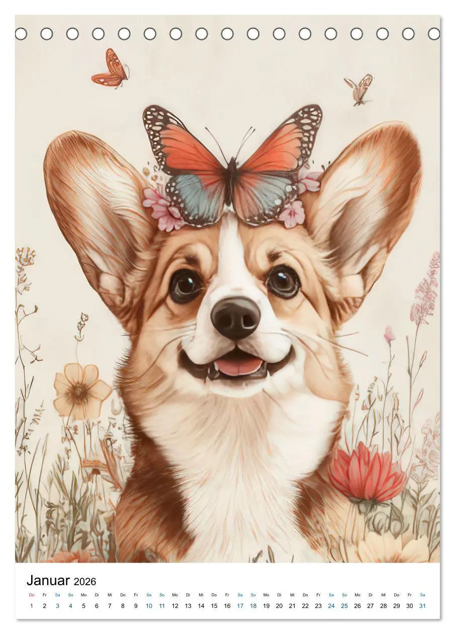Bild: 9783457276662 | Corgis im Blumenrausch (Tischkalender 2026 DIN A5 hoch), CALVENDO...