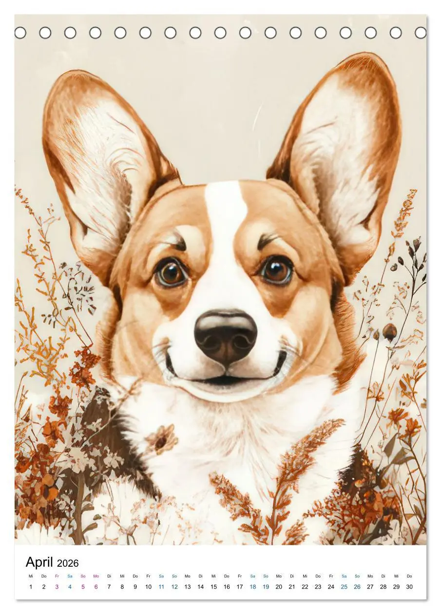 Bild: 9783457276662 | Corgis im Blumenrausch (Tischkalender 2026 DIN A5 hoch), CALVENDO...