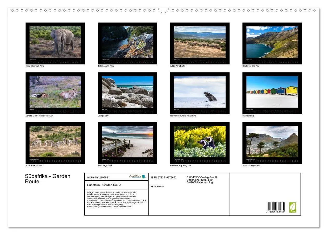Bild: 9783516676662 | Südafrika - Garden Route (Wandkalender 2026 DIN A2 quer), CALVENDO...