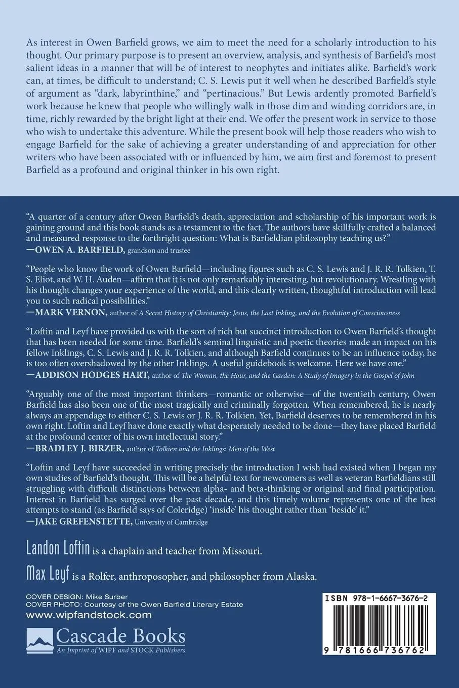 Rückseite: 9781666736762 | What Barfield Thought | Landon Loftin (u. a.) | Taschenbuch | Englisch