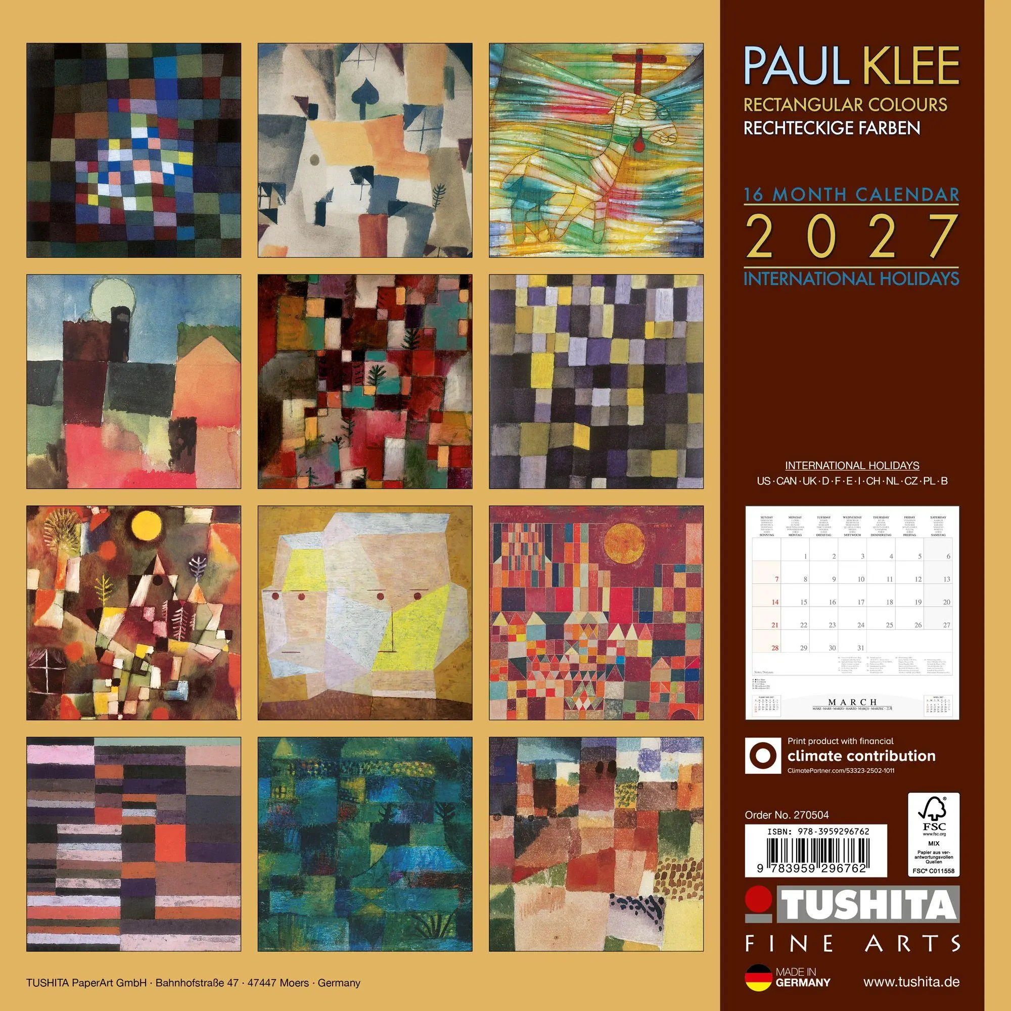 Bild: 9783959296762 | Paul Klee - Rectangular Colours 2027 | Kalender 2027 | Kalender | 2027