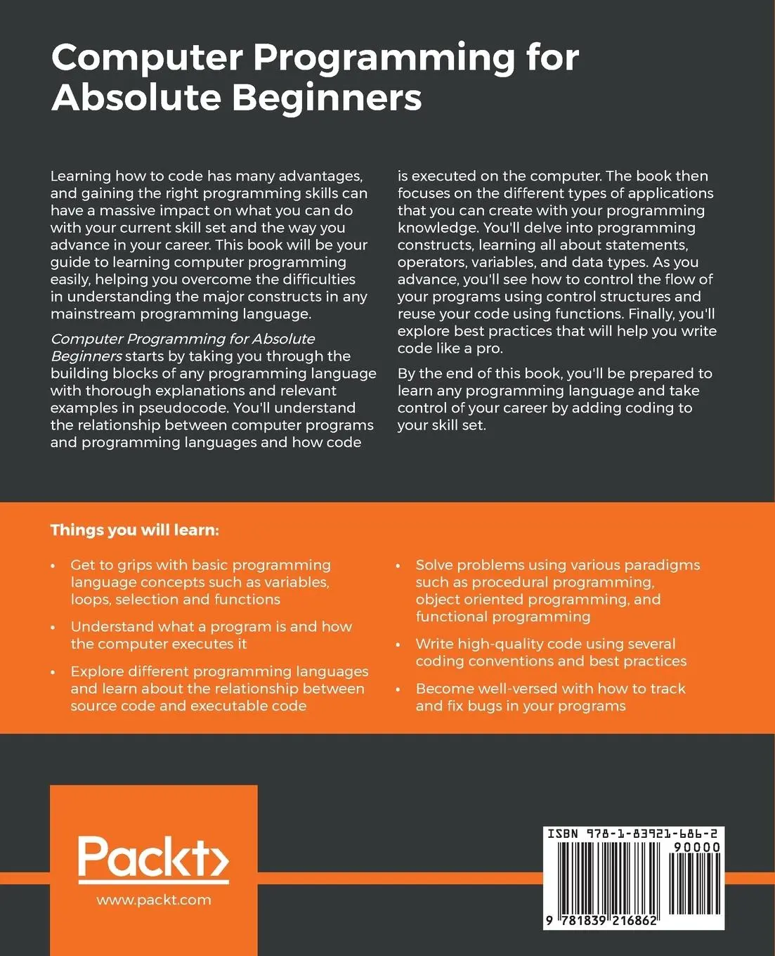 Rückseite: 9781839216862 | Computer Programming for Absolute Beginners | Joakim Wassberg | Buch