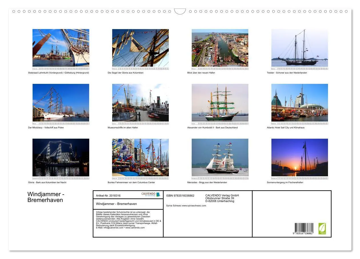 Bild: 9783516036862 | Windjammer - Bremerhaven (Wandkalender 2026 DIN A2 quer), CALVENDO...