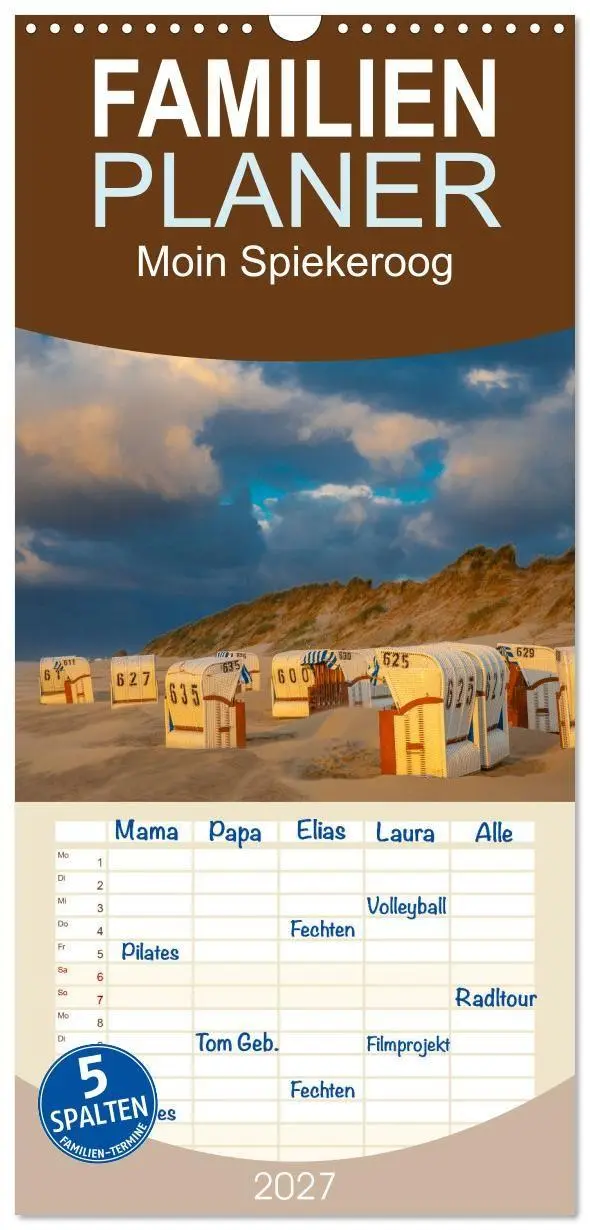 Cover: 9783594326862 | Familienplaner 2027 - Moin Spiekeroog mit 5 Spalten (Wandkalender,...