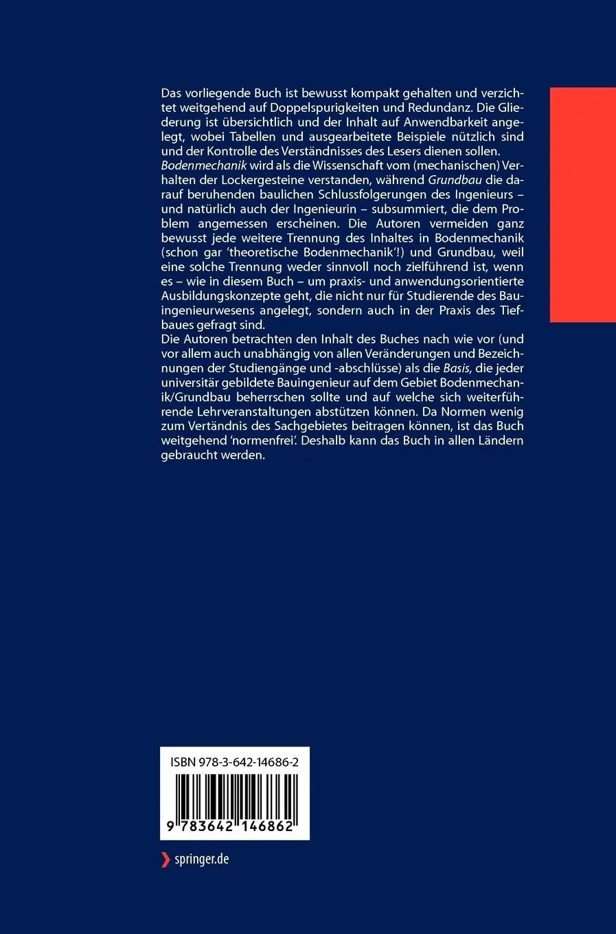 Rückseite: 9783642146862 | Bodenmechanik und Grundbau | Hans-Jürgen Lang (u. a.) | Buch | xvi