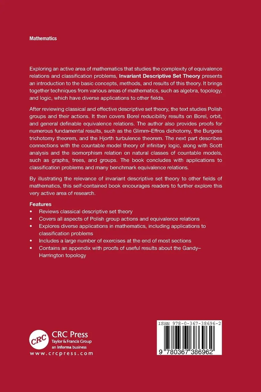 Rückseite: 9780367386962 | Invariant Descriptive Set Theory | Su Gao | Taschenbuch | Englisch