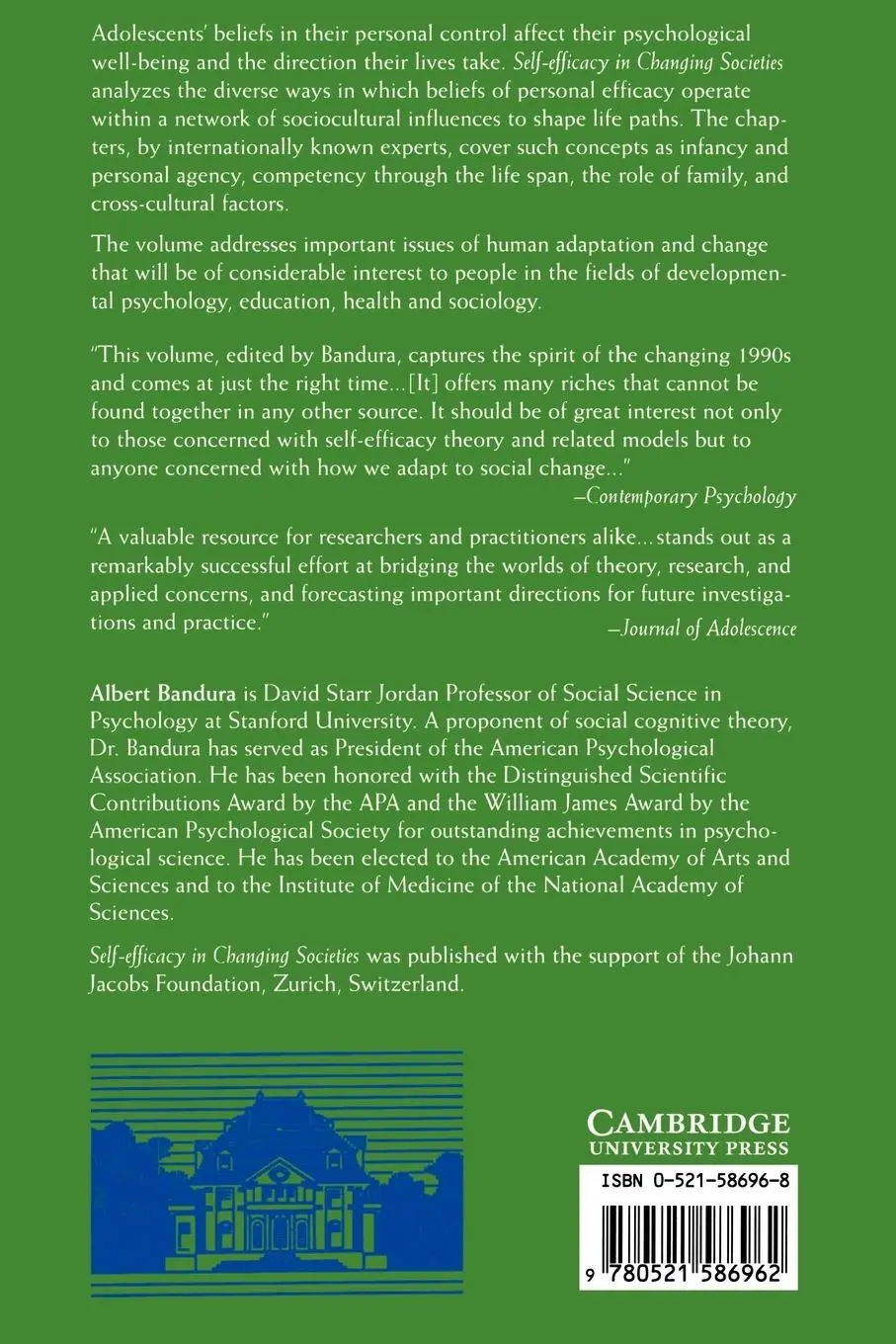 Rückseite: 9780521586962 | Self-Efficacy in Changing Societies | Albert Bandura | Taschenbuch