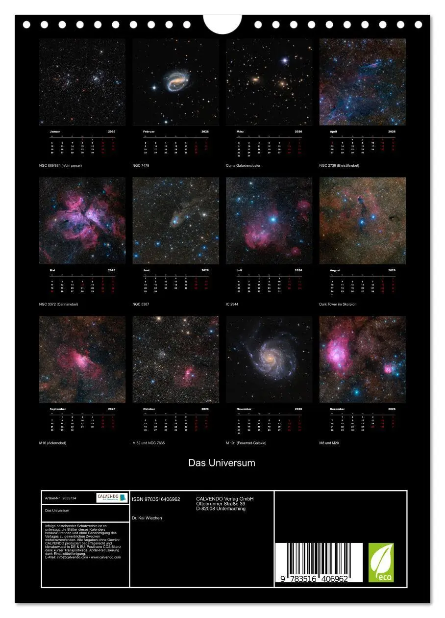 Bild: 9783516406962 | Das Universum (Wandkalender 2026 DIN A4 hoch), CALVENDO Monatskalender