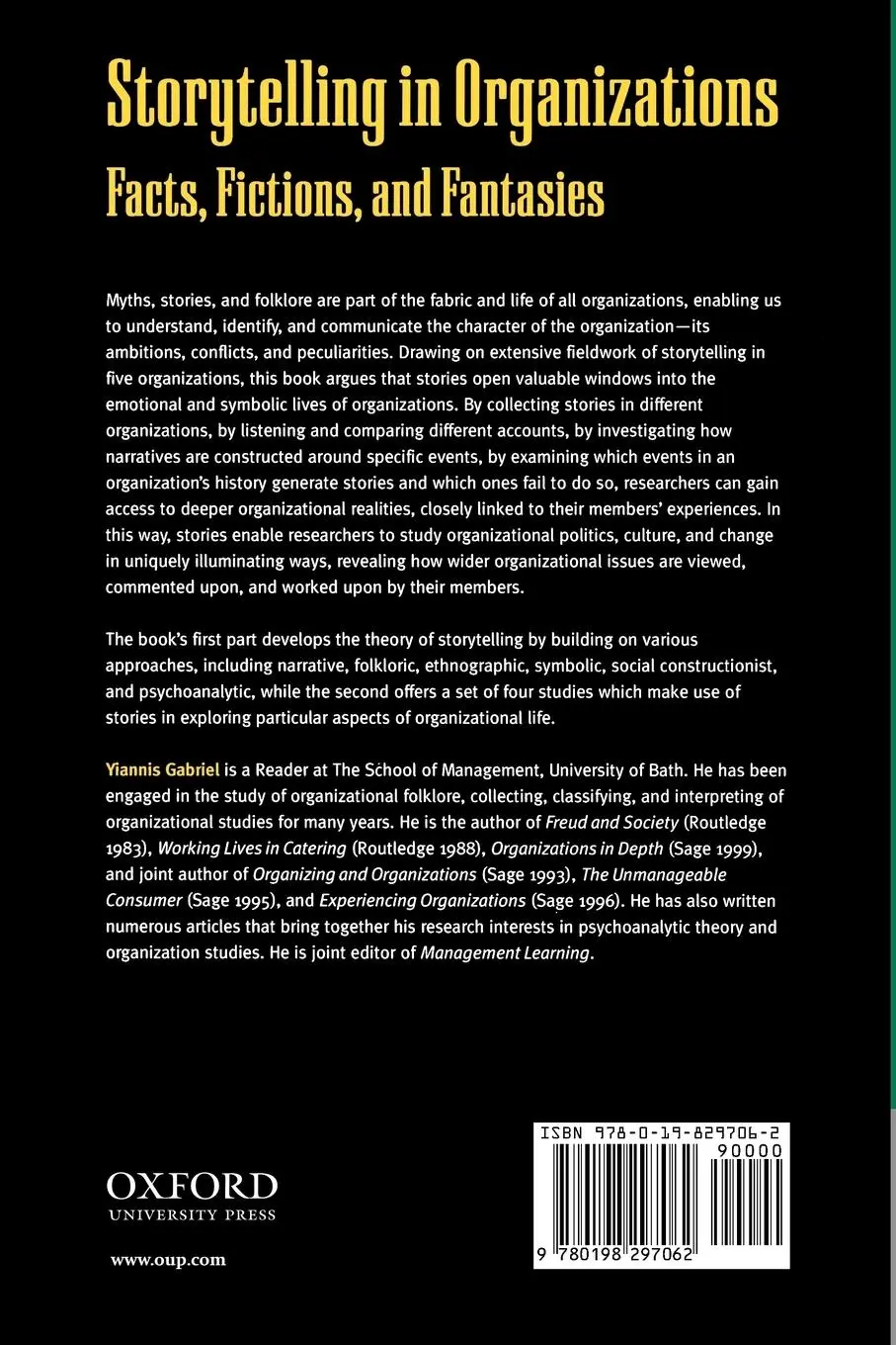Rückseite: 9780198297062 | Storytelling in Organizations | Facts, Fictions, and Fantasies | Buch