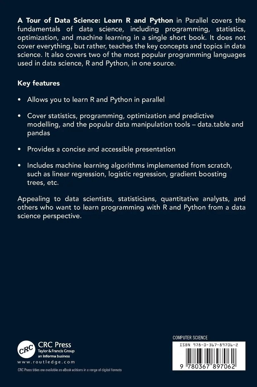 Rückseite: 9780367897062 | A Tour of Data Science | Learn R and Python in Parallel | Zhang | Buch
