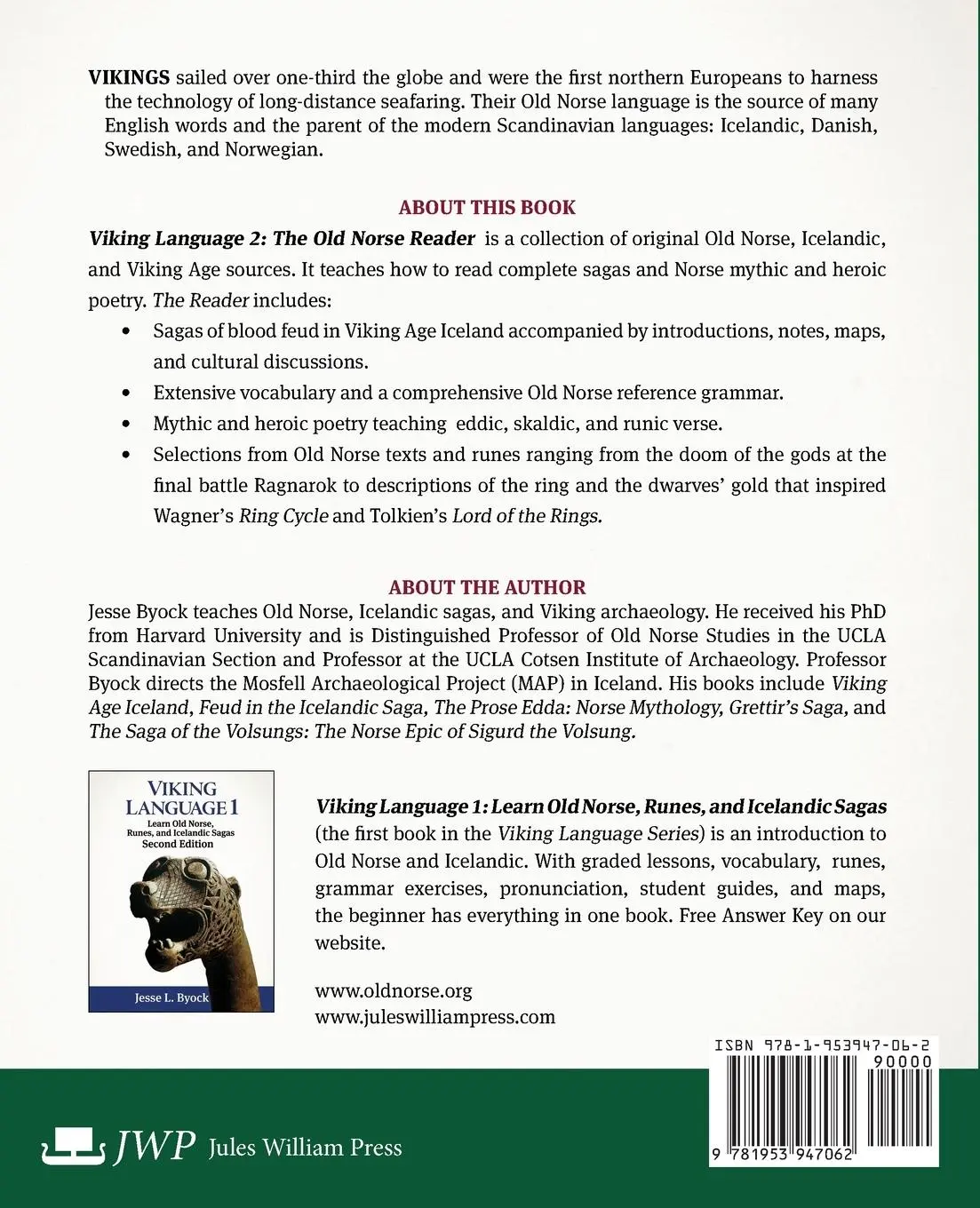 Rückseite: 9781953947062 | Viking Language 2 | The Old Norse Reader | Jesse L. Byock | Buch
