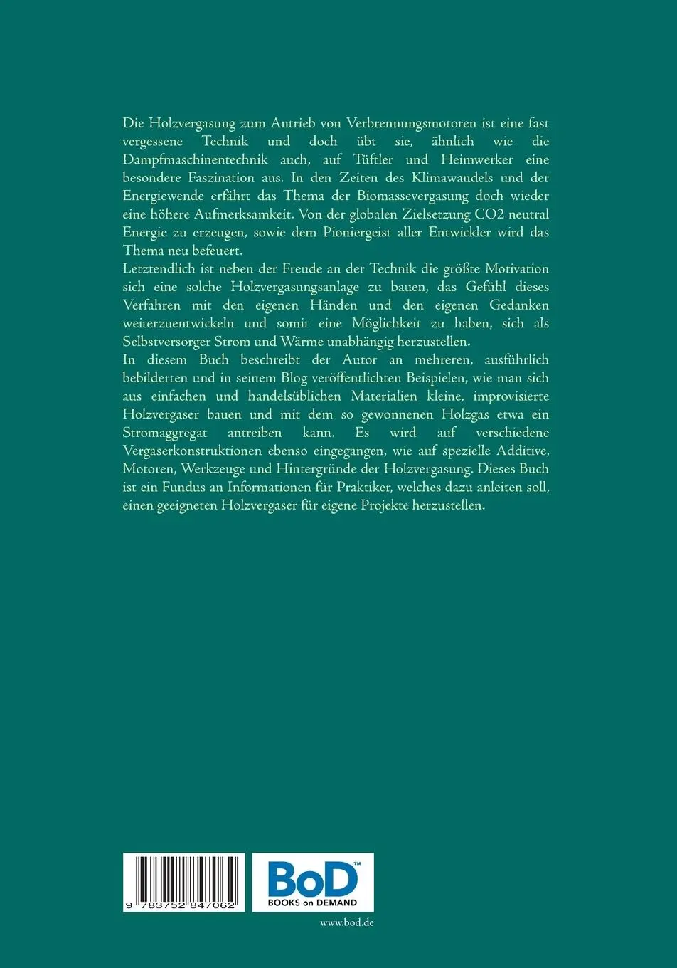 Rückseite: 9783752847062 | Eigenbau improvisierter, kleiner Holzvergaser | Michael Nörtersheuser