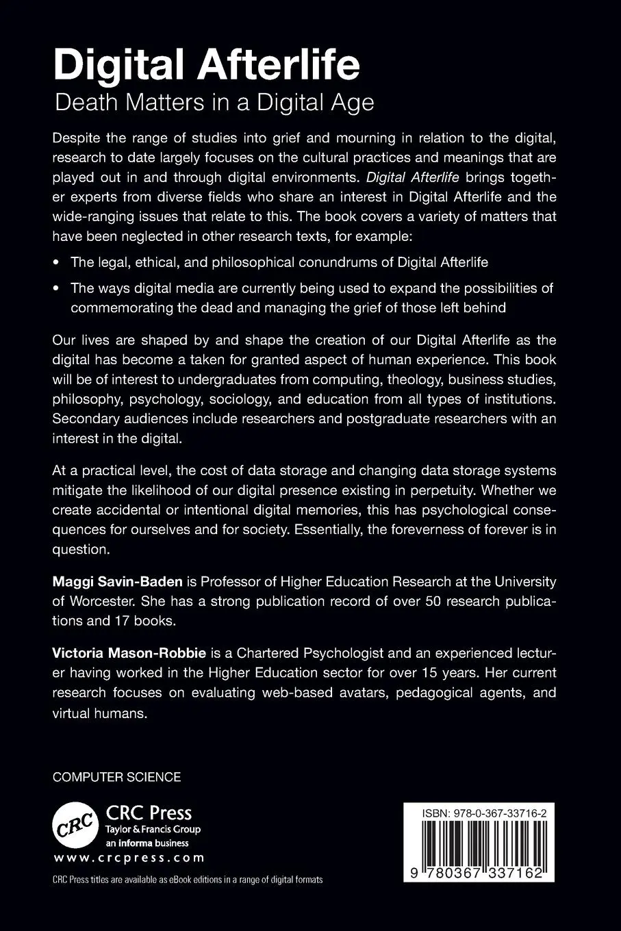 Rückseite: 9780367337162 | Digital Afterlife | Death Matters in a Digital Age | Taschenbuch