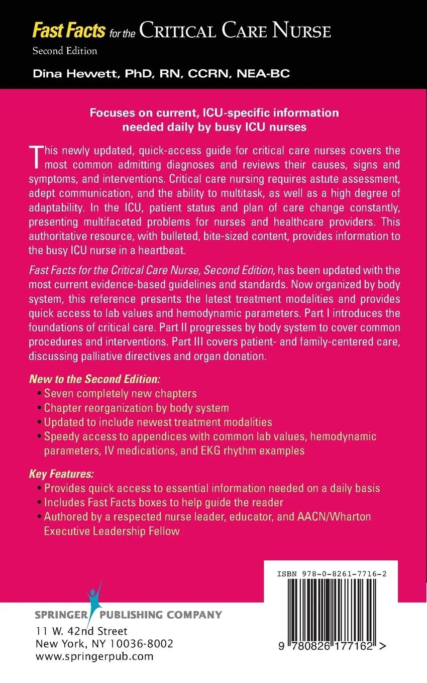Rückseite: 9780826177162 | Fast Facts for the Critical Care Nurse | Hewett | Taschenbuch | 2019